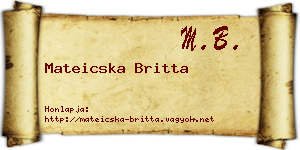 Mateicska Britta névjegykártya